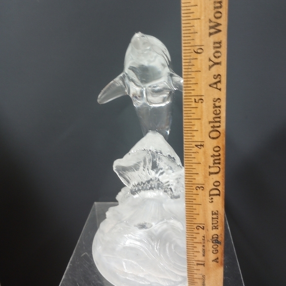 Vintage Cristal d'Arques Clear Glass Dolphin Figurine Paperweight Coastal Beachy - Picture 8 of 10